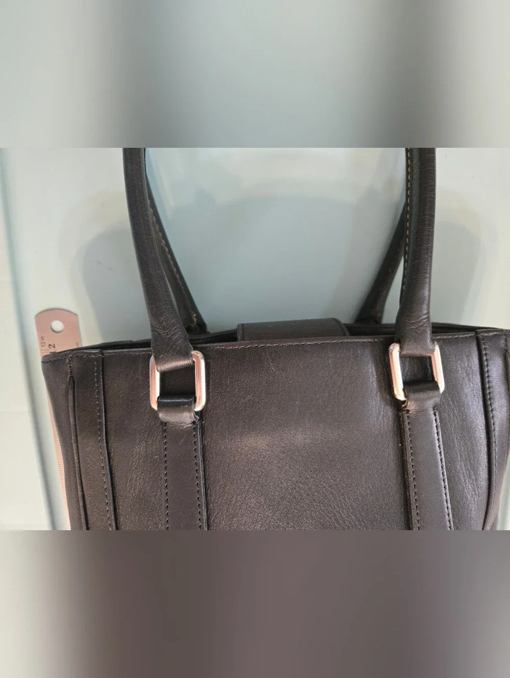 ​Vintage Coach Black Leather Bonnie Legacy Slim Tote Bag #9422